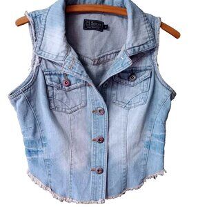Ci Sono high-low cropped denim/jean jacket vest size S